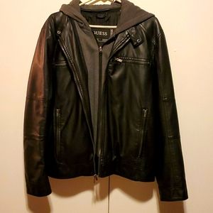 Guess Faux Leather Jacket with zip-in hood